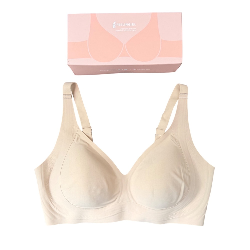 FeelinGirl Jelly Support Wireless Seamless Bra (MED) Nude Wire Free Adjustable